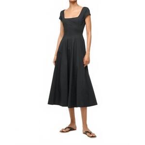 NEW STAUD short sleeve wells dress in black
